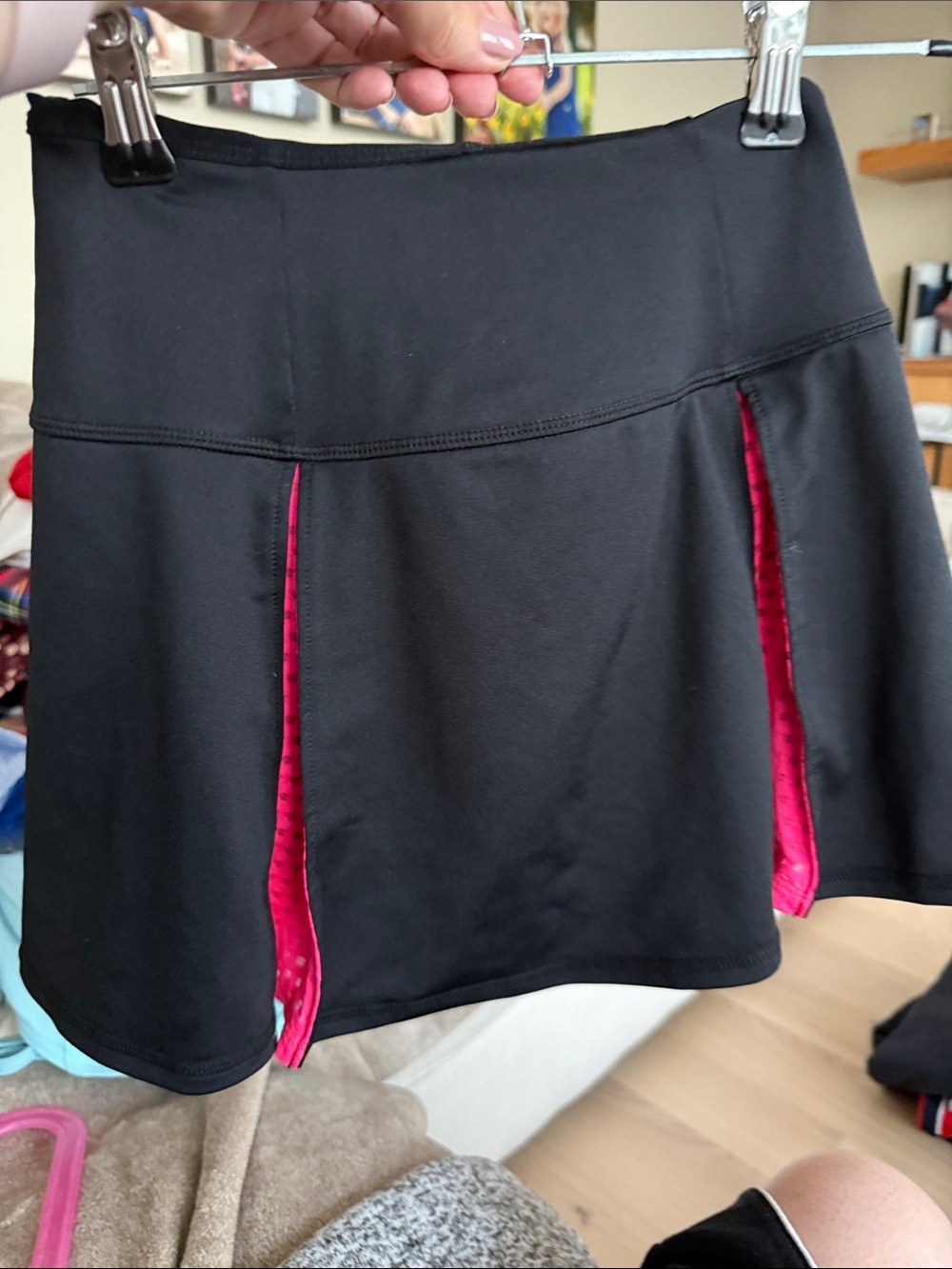 Zella Black Skater Skirt with Hot Pink Inset Panels